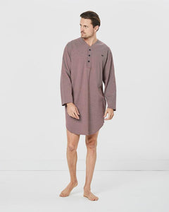 MENS NIGHT SHIRT LONG SLEEVE STRIPE KNIT